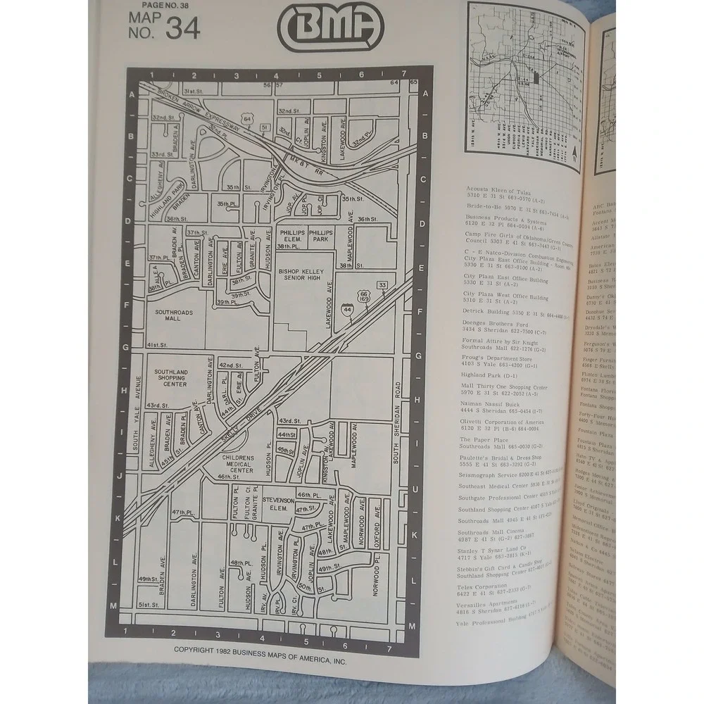 Vintage 1982 Tulsa Atlas BMA Business Maps‎ of America Oklahoma Spiral Bound